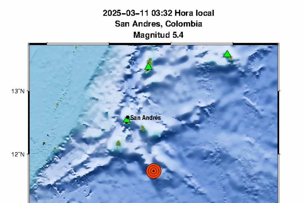 Se reporta sismo de 5,4 de magnitud. La isla de San Andrés fue el epicentro