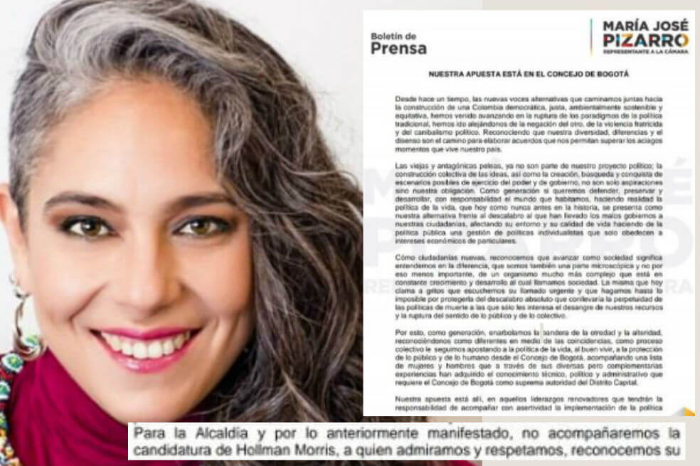 María José Pizarro no apoyará a Hollman Morris en su campaña a la Alcaldía de Bogotá