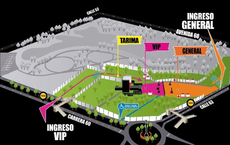 Mapa del concierto de Shakira en Bogotá de la gira "El Dorado".Cortesía
