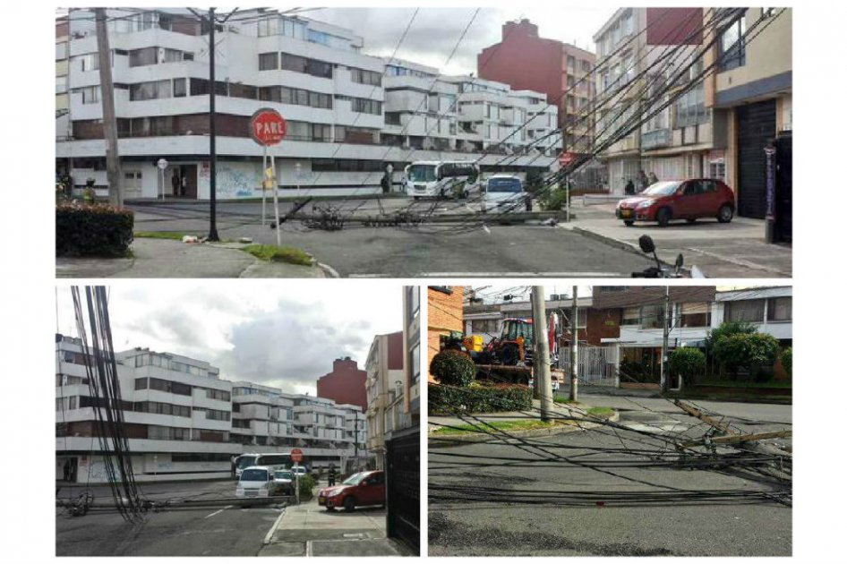 Vehículo tumbó varios postes de energía en barrio Quinta Paredes