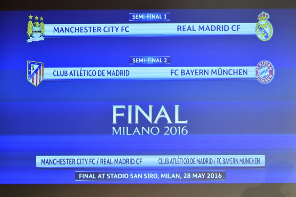 Manchester City-Real Madrid y Atlético-Bayern en las semifinales de Champions