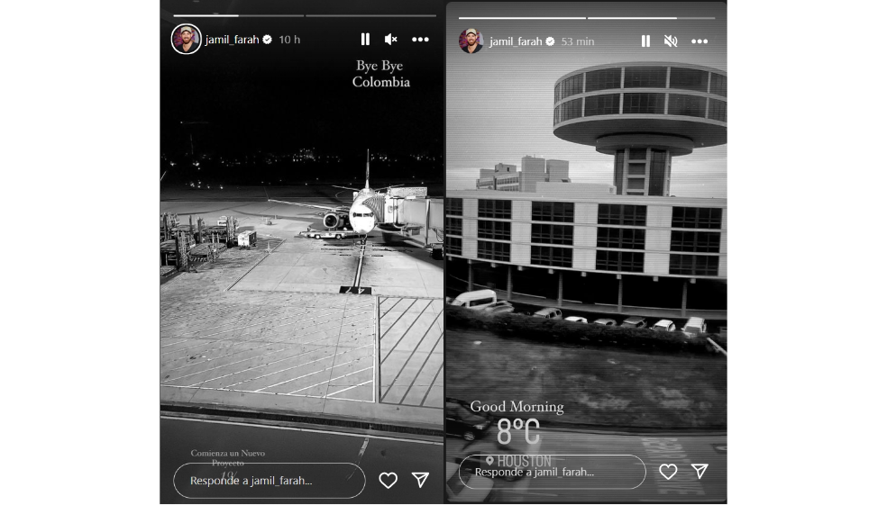 Jamil Farah, novio de Carolina Cruz, se fue del país: “Bye bye Colombia”