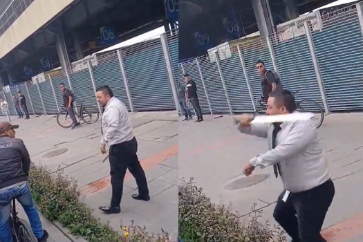 Conductor de buseta fue grabado agrediendo con machete a ciclista en Bogotá