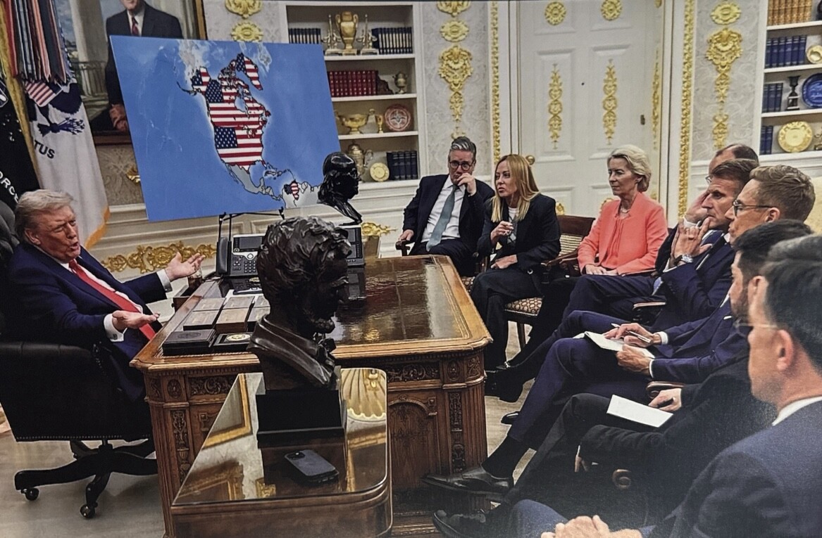 Imagen creada con inteligencia artificial que muestra a Venezuela, Canadá y Groenlandia como territorios estadounidenses.