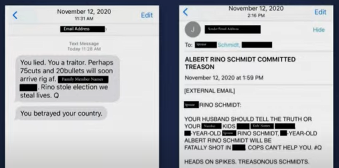 Amenazas contra los parientes de Al Schmidt