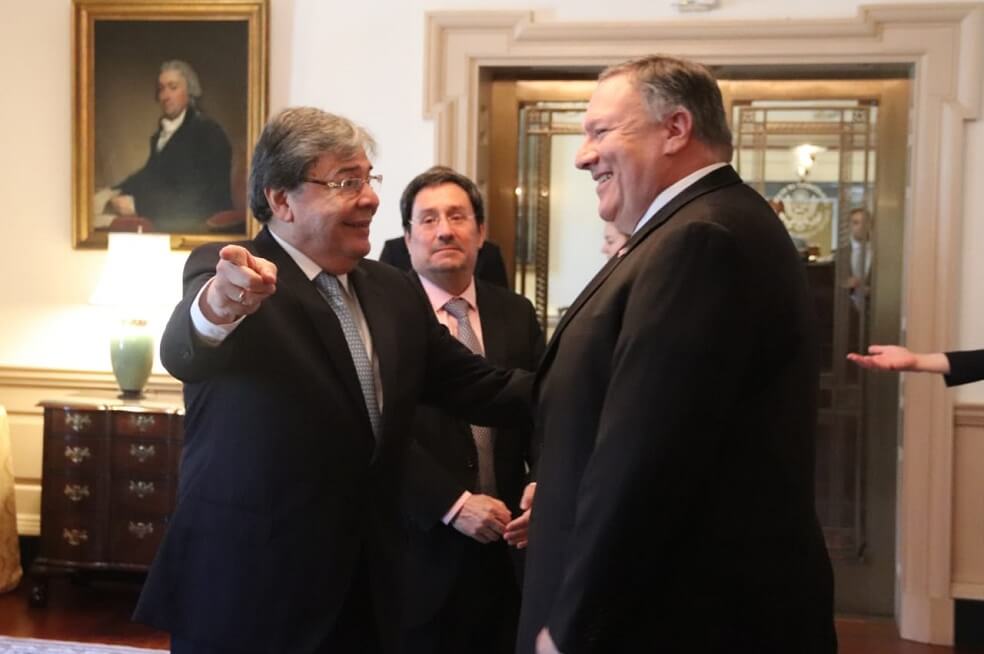 Canciller colombiano se reunió con Mike Pompeo durante su visita a EE.UU.