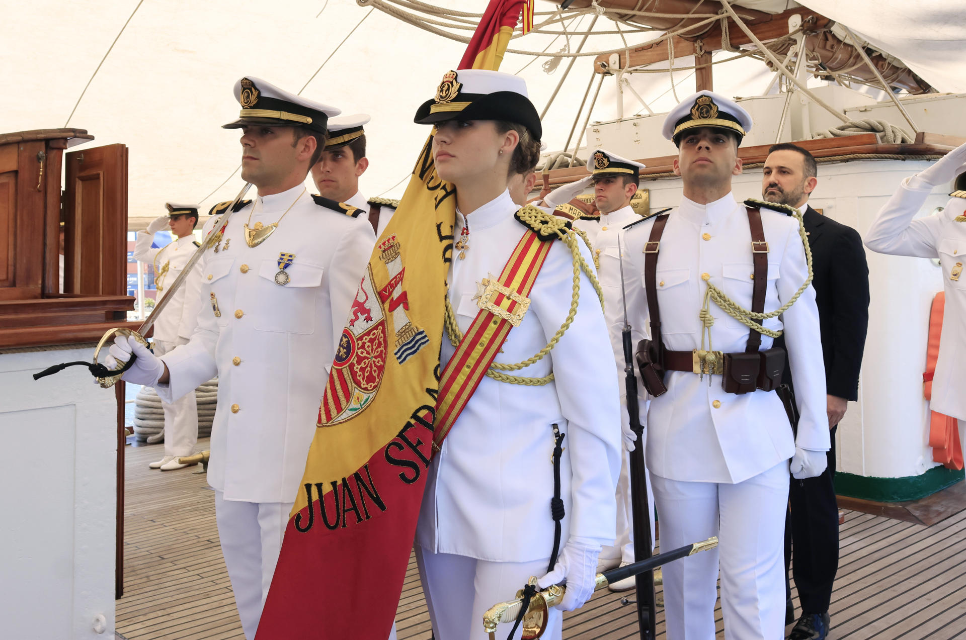 Princesa Leonor, presente en jura de bandera en el Juan Sebastián Elcano en Cartagena