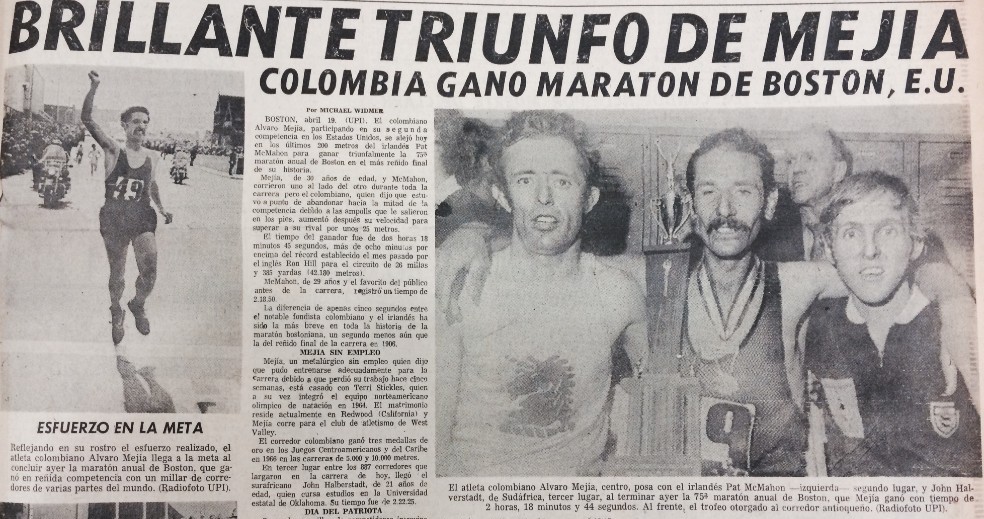 Álvaro Mejía, el repujador de metales que brilló en la Maratón de Boston 1971