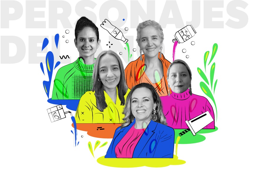 De izquierda a derecha: Adriana Torres, Andrea Rodríguez, Yessika Hoyos (parte inferior), Carolina Piñeros (parte superior) y Martha Yaneth Sandoval.