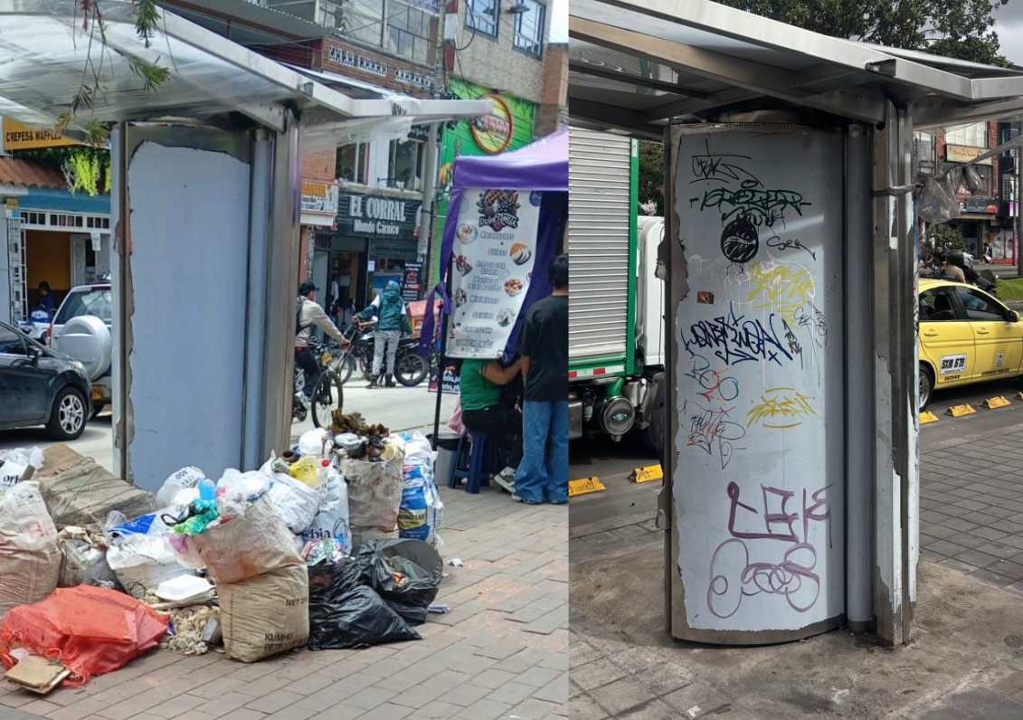 Dos cubículos instalados para vendedores informales permanecen sin uso y ya muestran señales de deterioro en Kennedy y Ciudad Bolívar.