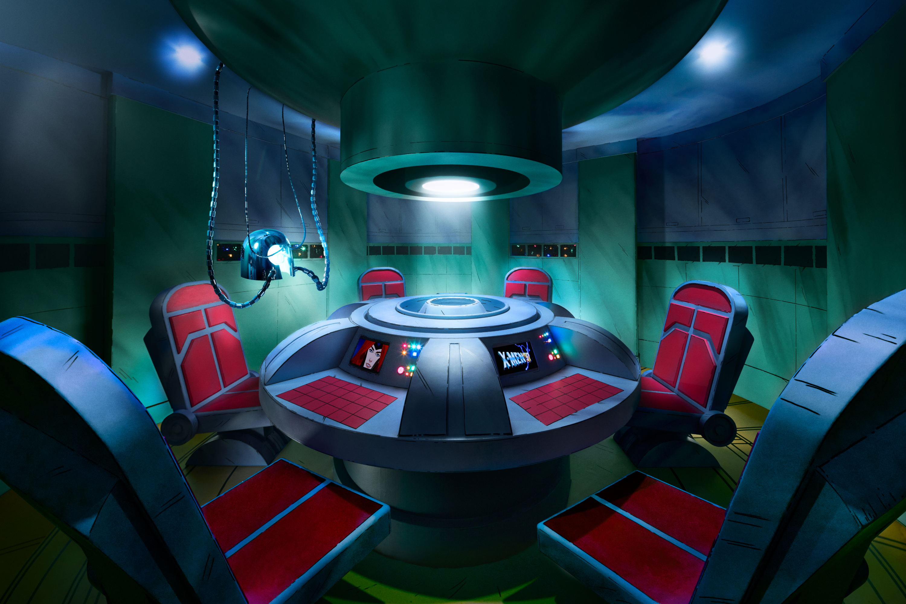Los visitantes también pueden hacer una parada en la emblemática Sala de Guerra para informar al equipo y probar a Cerebro.