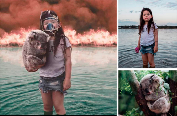 Esta foto de una niña durante los incendios de Australia en 2019 fue ampliamente compartida a pesar de habe sido manipulada.