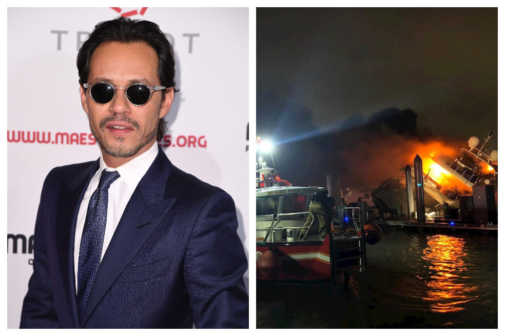 Incendio en el yate de Marc Anthony.