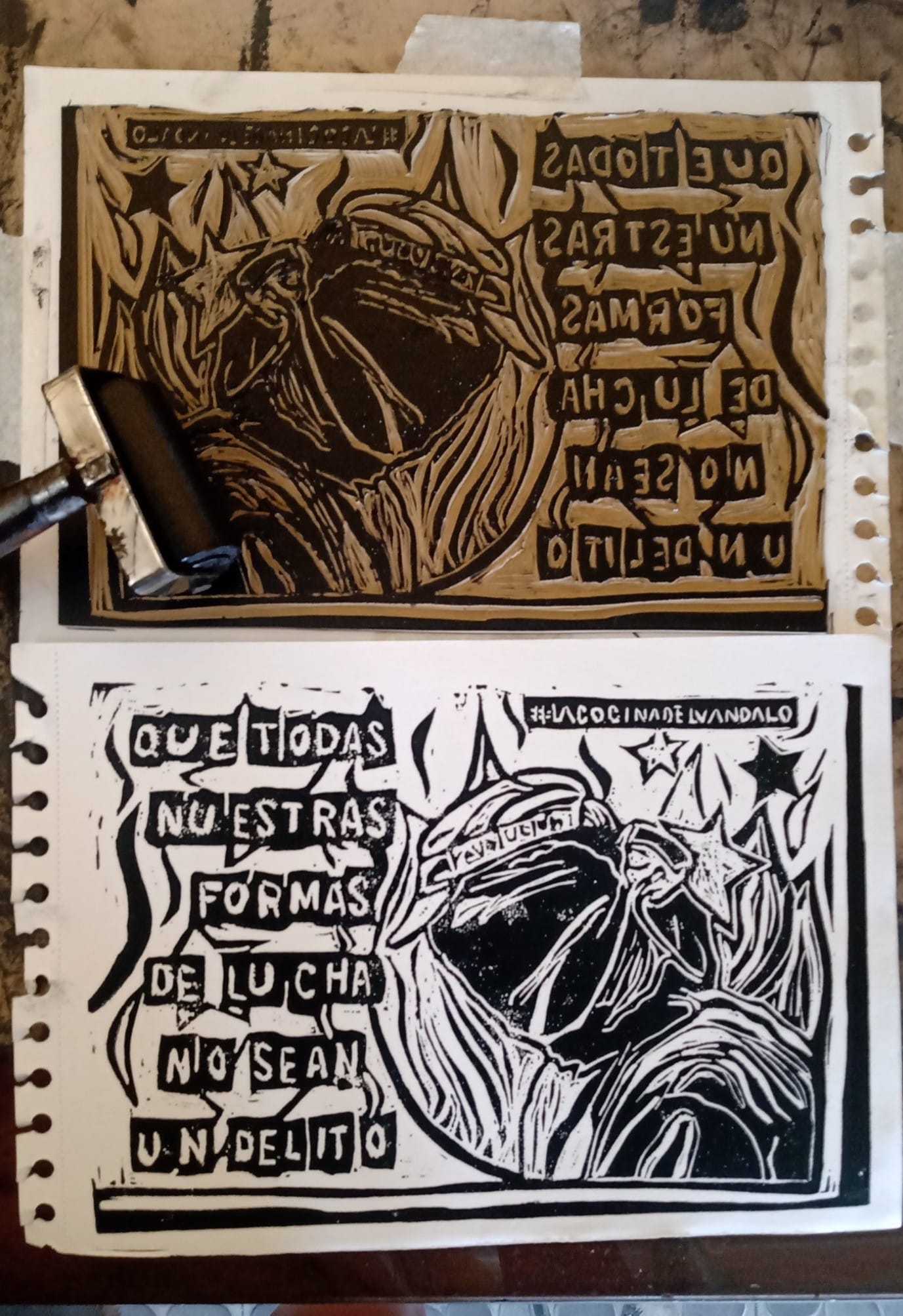 Muestras del taller de impacto gráfico en Bosa. / Colectivo Nicolás Neira