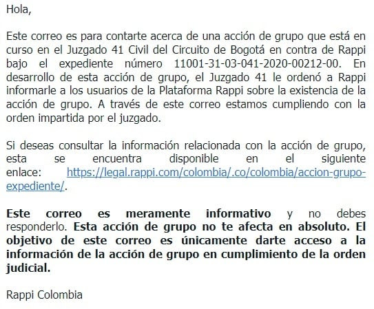 Correo de Rappi.