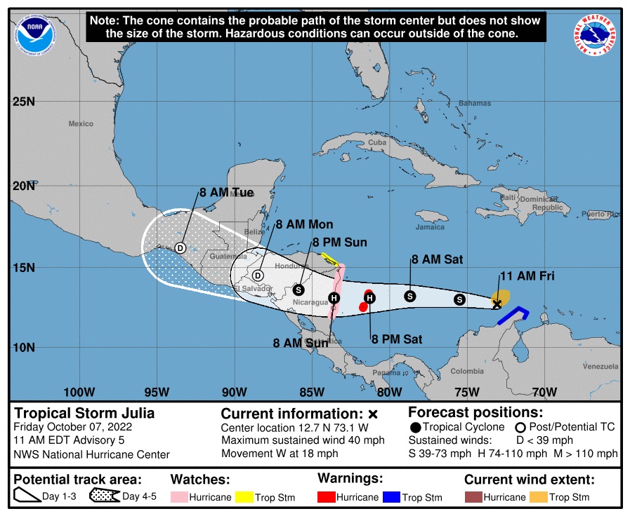 “La tormenta tropical Julia sigue fortaleciéndose”, directora del Ideam