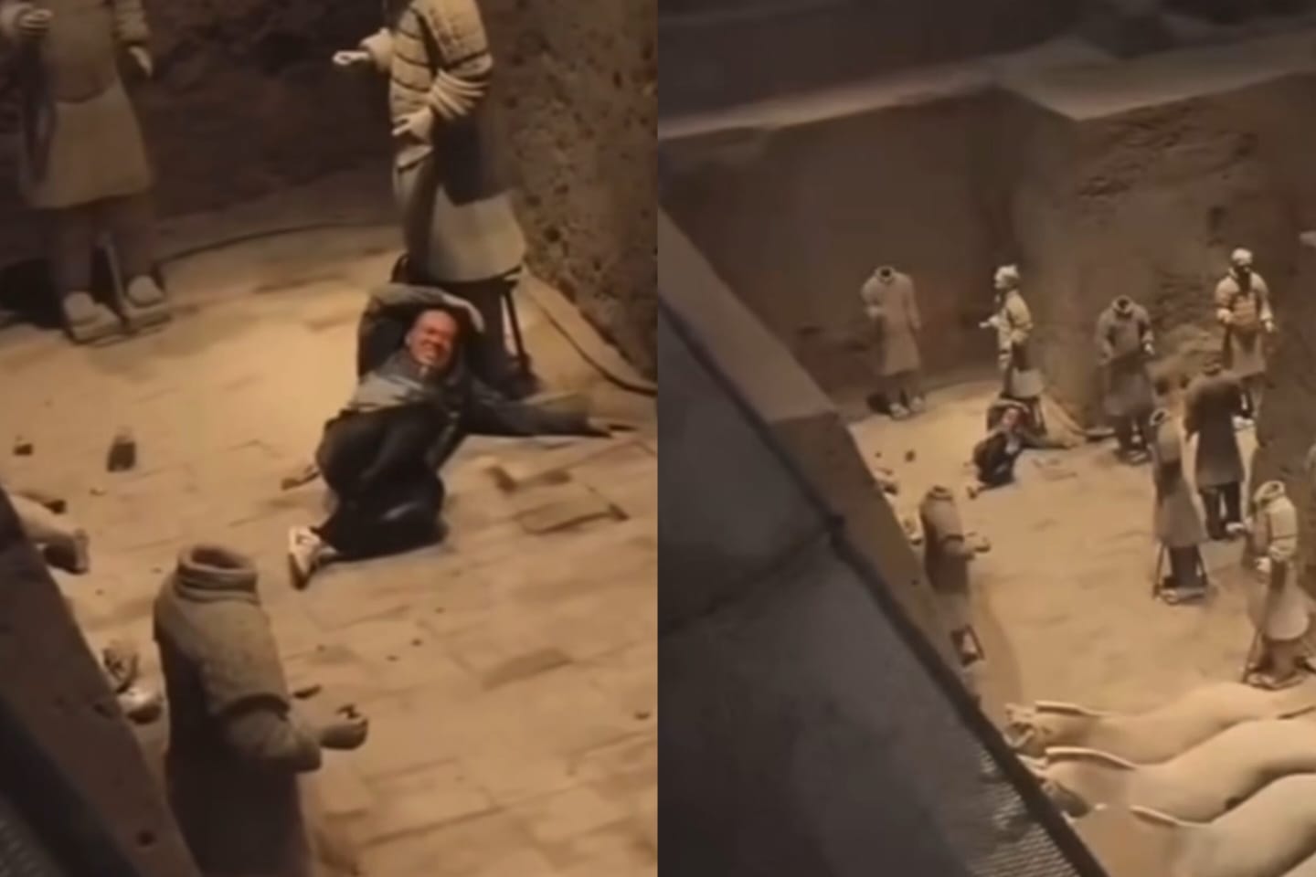 Turista saltó la valla en un museo y rompió esculturas de más de 2000 años: video