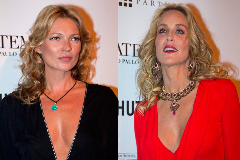 Kate Moss besa a Sharon Stone en una gala benéfica