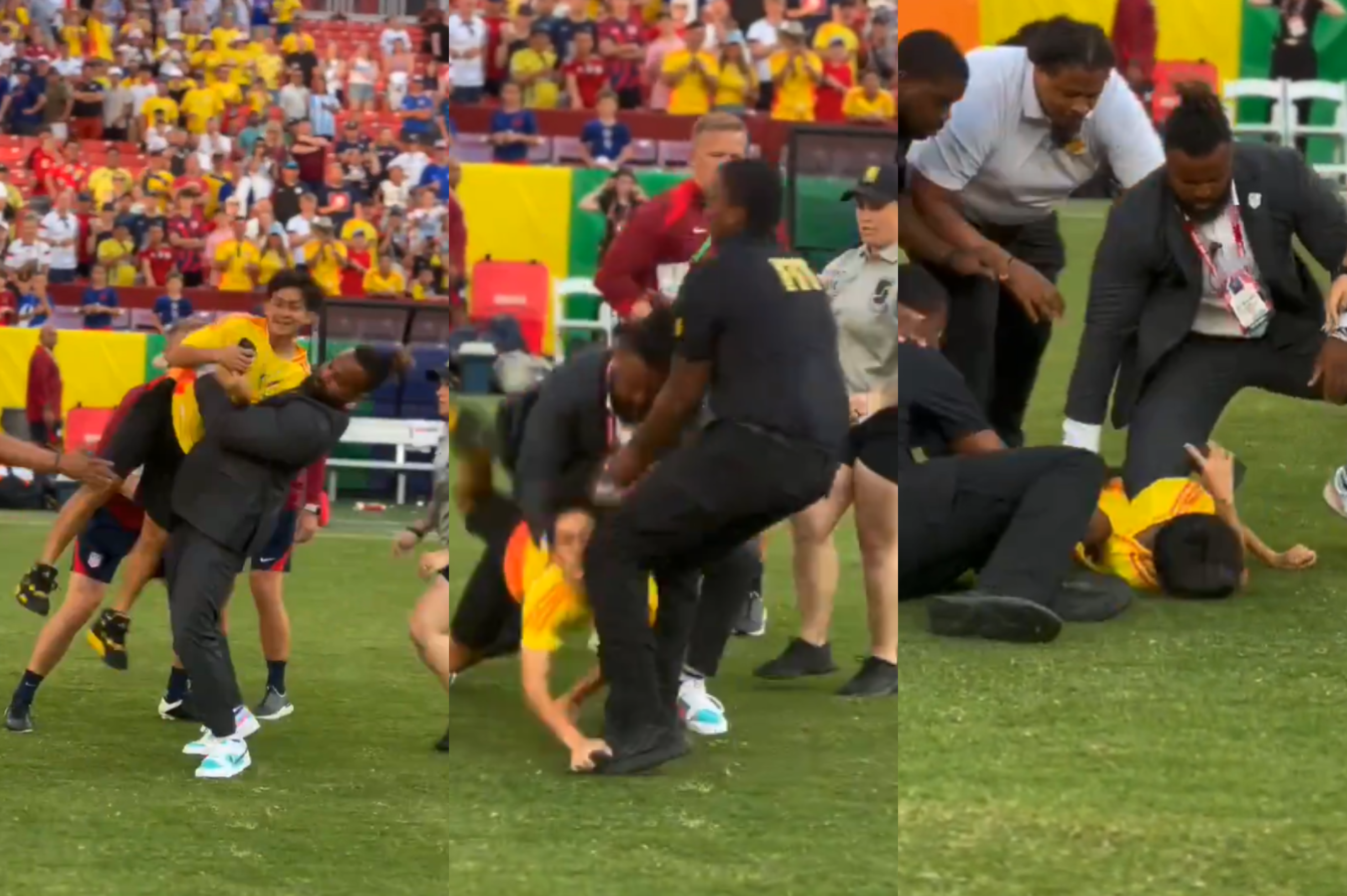 ¡Indignante! Golpean a niño que entró a la cancha en partido de la selección de Colombia
