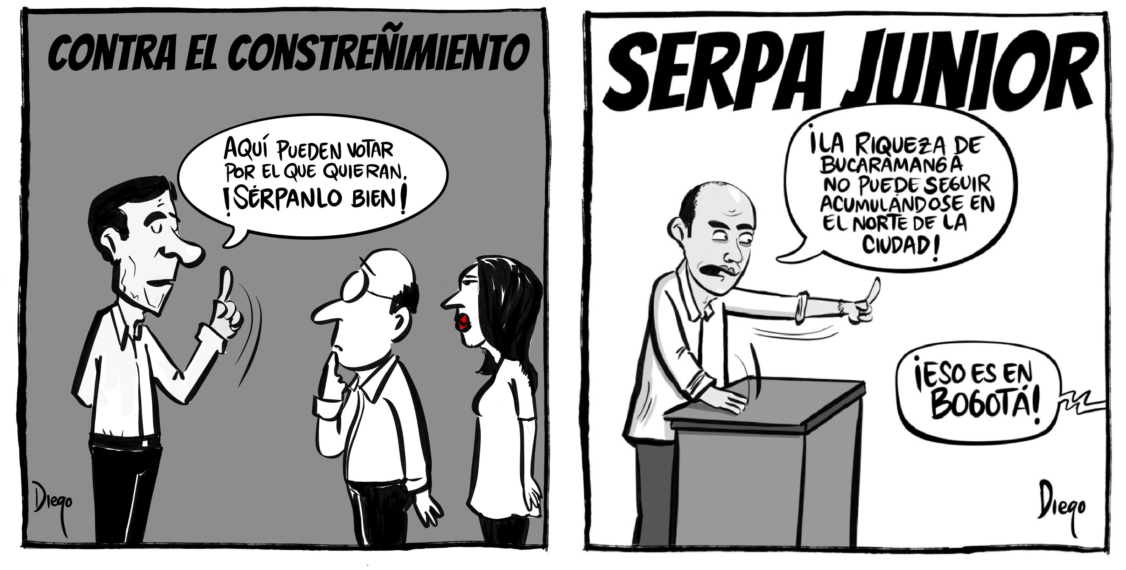 Estas caricaturas de Diego Caricatura sobre su familiar Horacio José Serpa muestran que ningún candidato se salvó de su sátira.