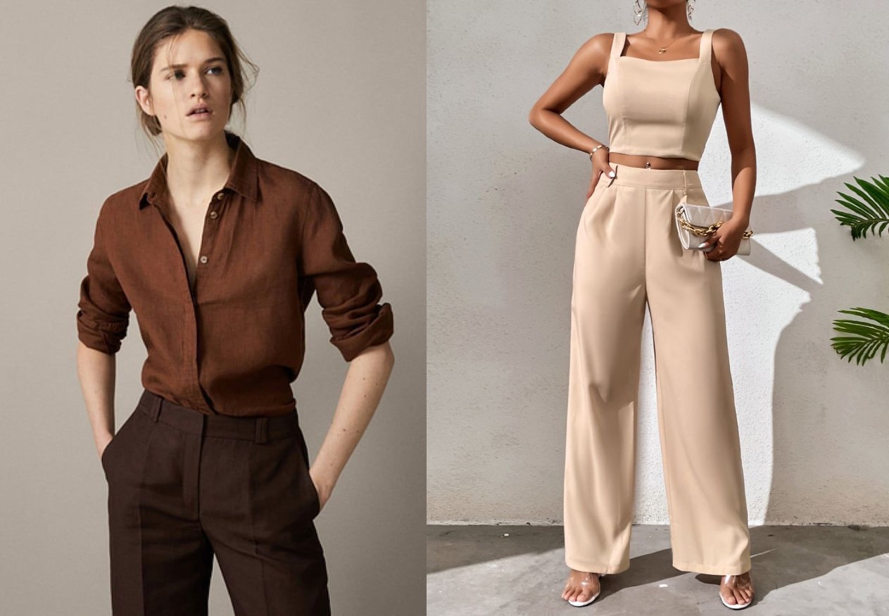 Los tonos pastel transmiten una sensación de calma y serenidad. Un conjunto de pantalón y blusa en estos tonos suaves puede ser la elección perfecta para un día tranquilo.