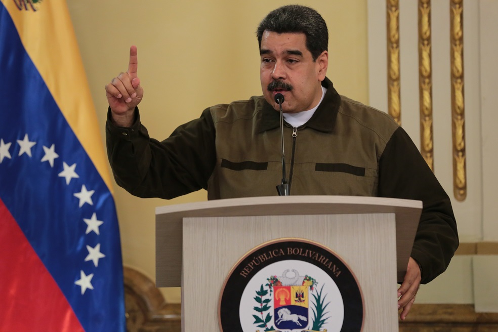 Mandatario venezolano, Nicolas Maduro, durante la ceremonia para conmemorar a los soldados venezolanos atacados en la frontera con Colombia.  / AFP