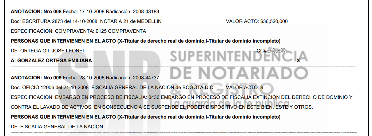 Certificado de Tradición del inmueble.