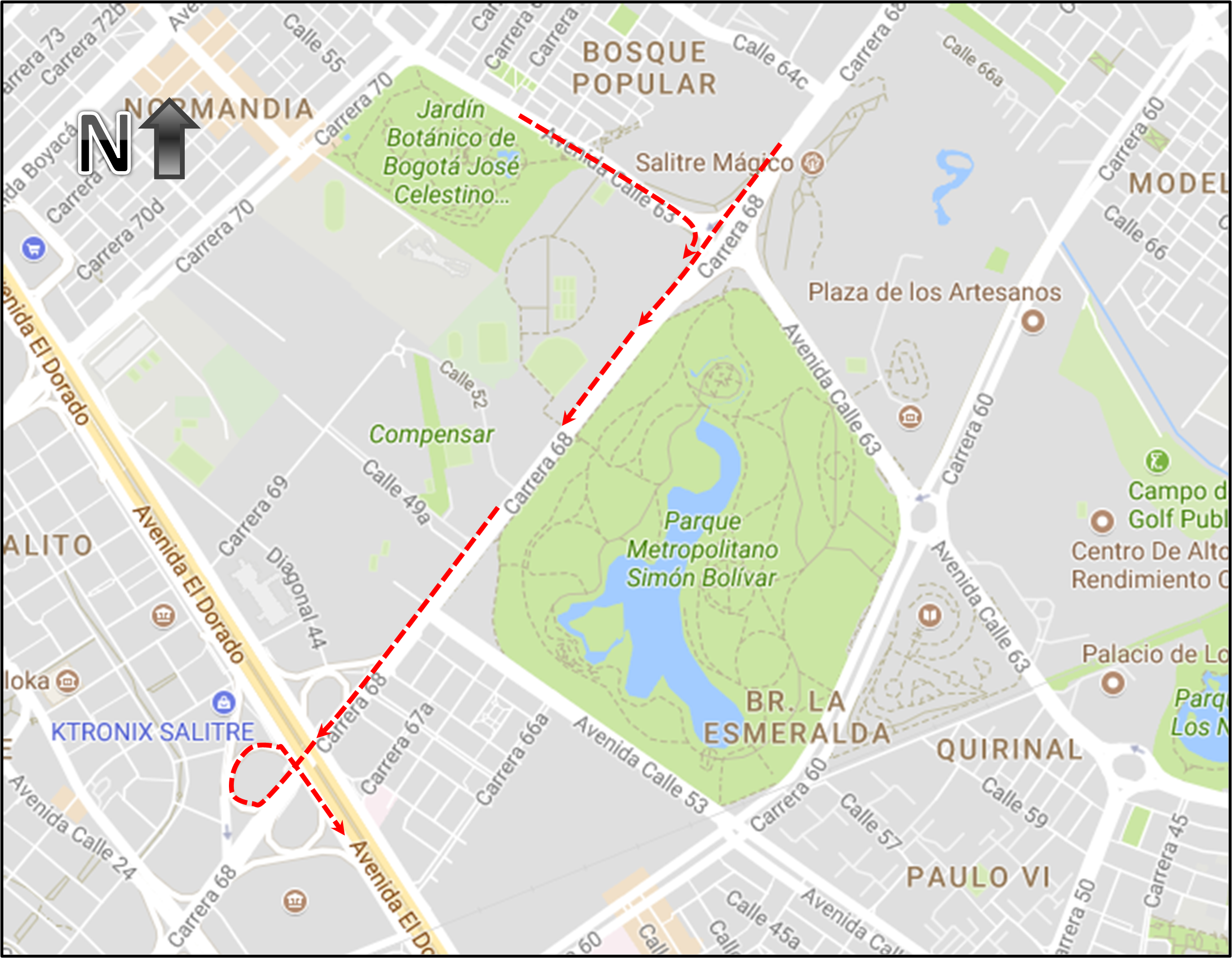 Uno de los desvíos autorizados será por la Carrera 68 hacia la Calle 26.