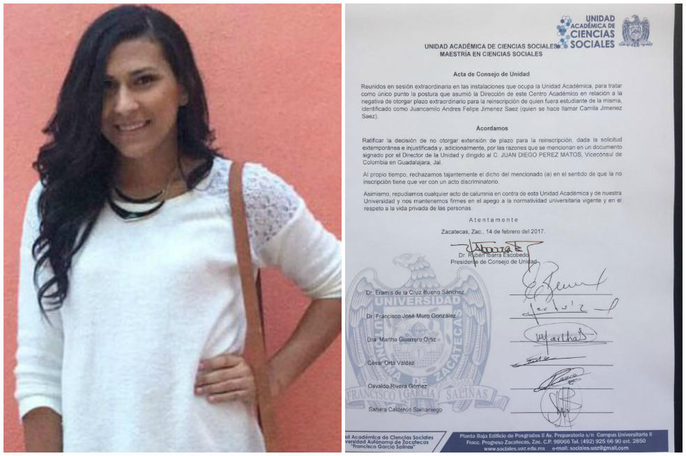 Universidad Autónoma de Zacatecas niega el reingreso de colombiana trans