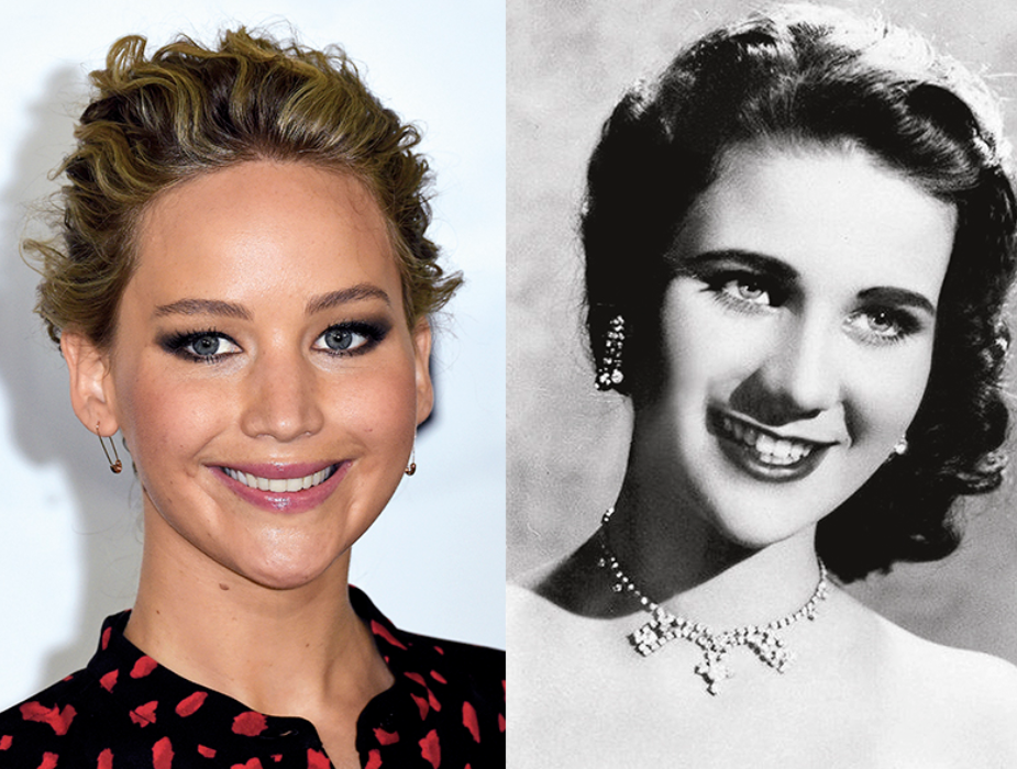 Jennifer Lawrence y otros famosos que tienen dobles de distinta época