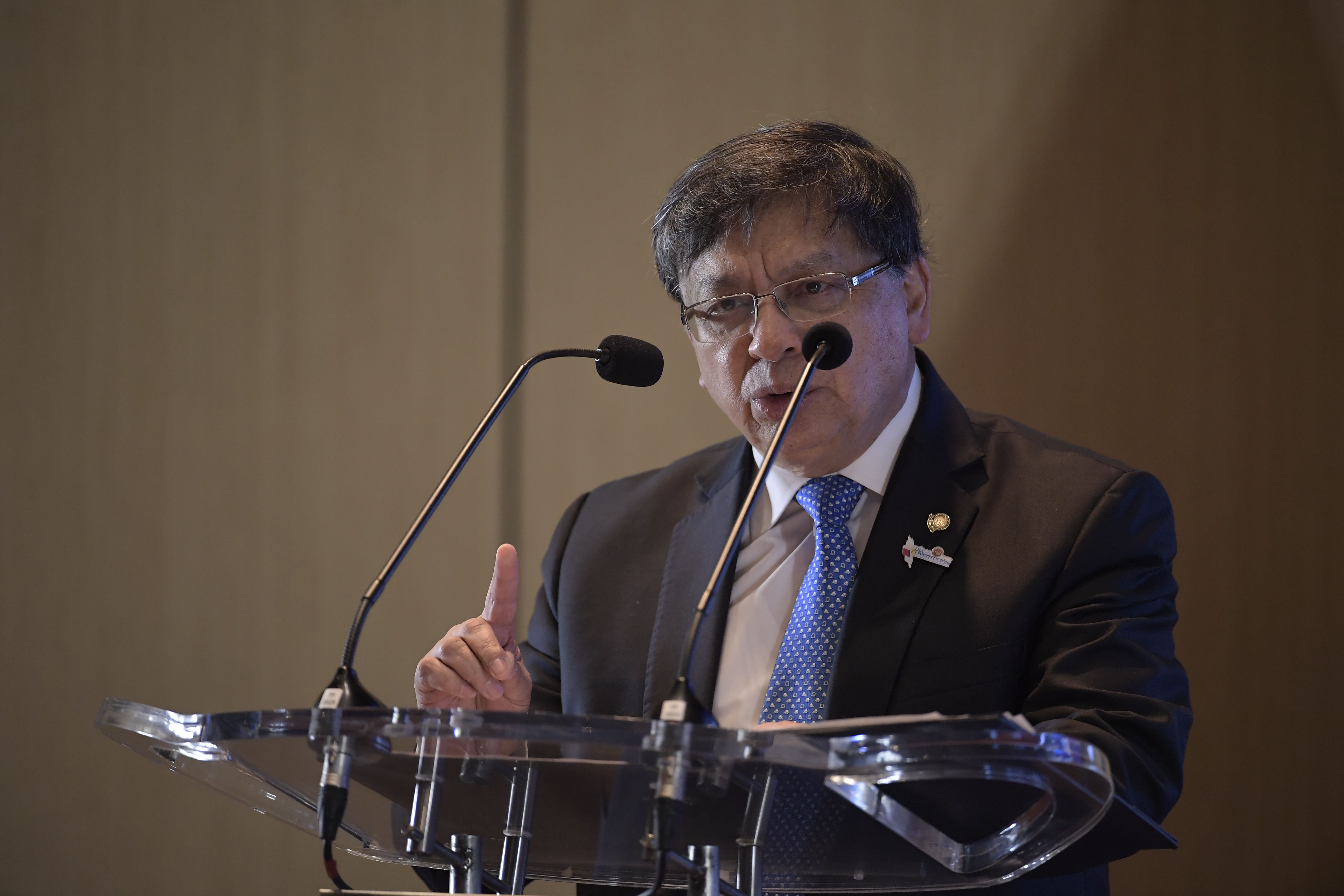 Presidente de la Corte Constitucional, durante la conmemoración del aniversario número 34 de la Constitución de 1991.