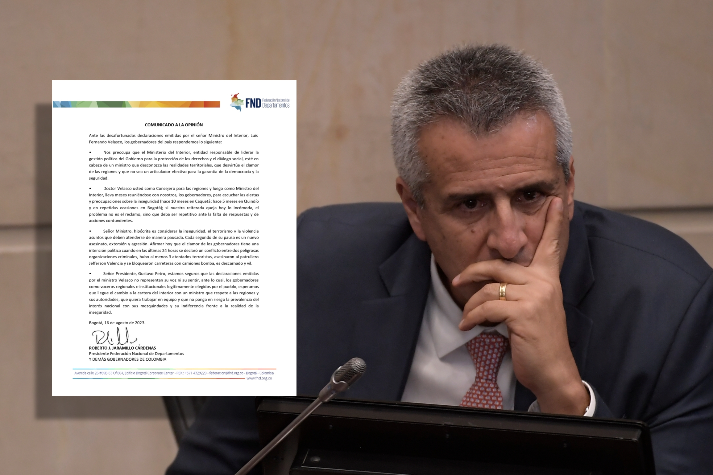 Gobernadores piden renuncia de Velasco como mininterior por “irrespeto a las regiones”