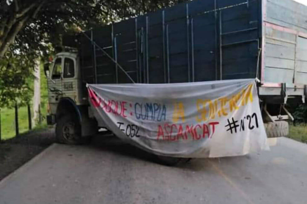 En la jornada del Paro Nacional, campesinos bloquean vía Ocaña – Cúcuta