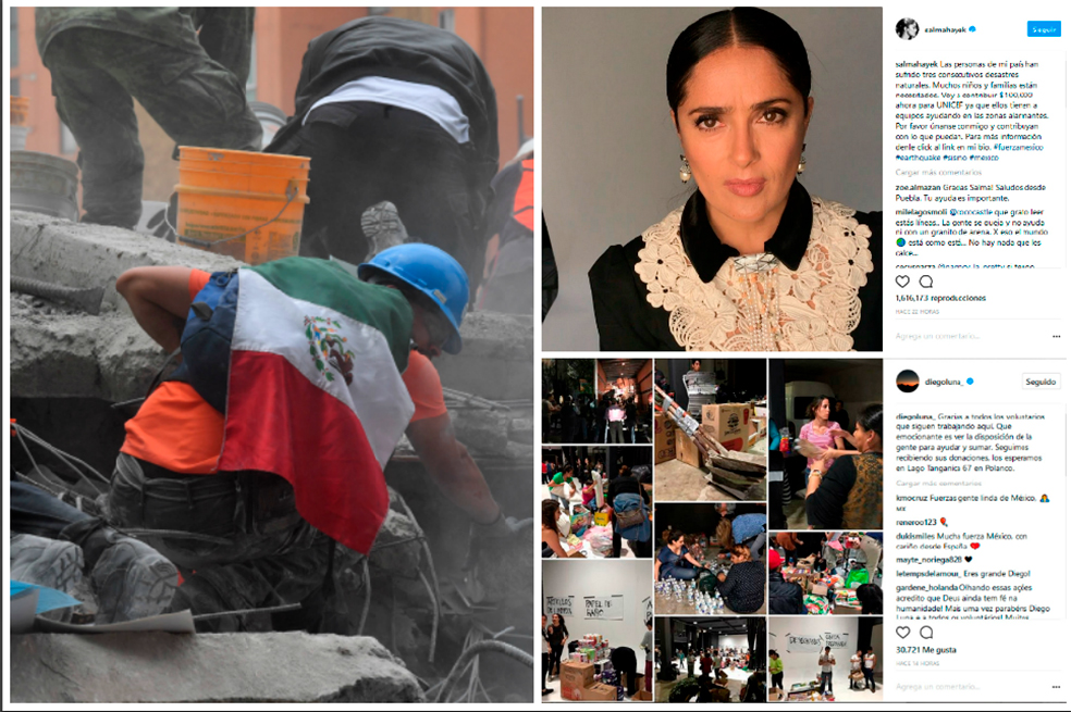 Salma Hayek, Diego Luna y otros artistas ayudan a víctimas de terremoto más allá de las redes