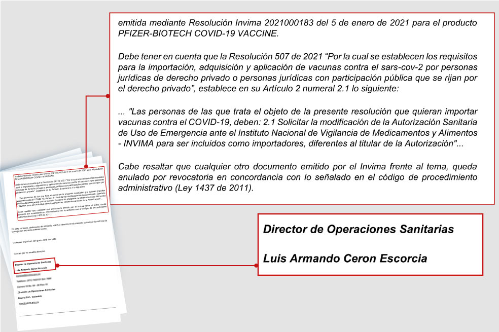 Copia del correo donde explican por qué frenaron la aprobación.