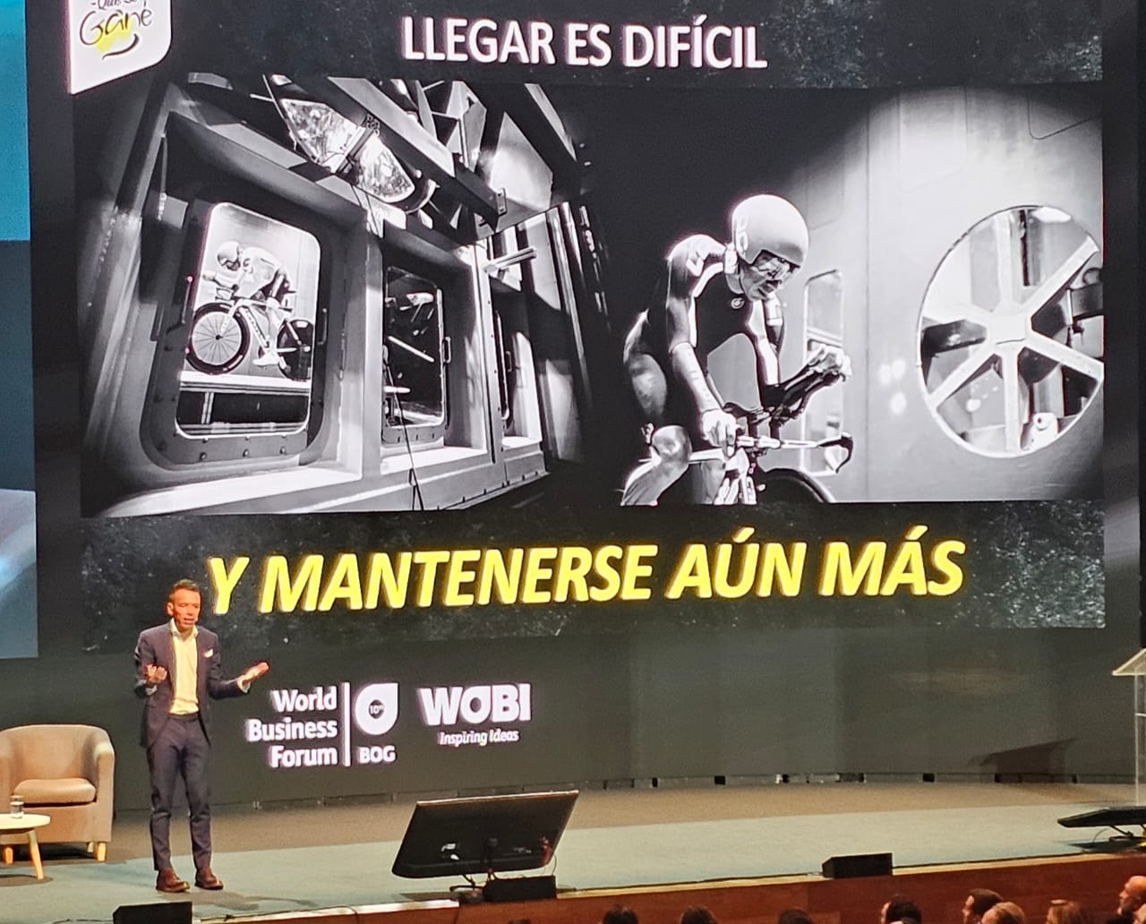 Rigoberto Urán durante su presentación en Wobi.