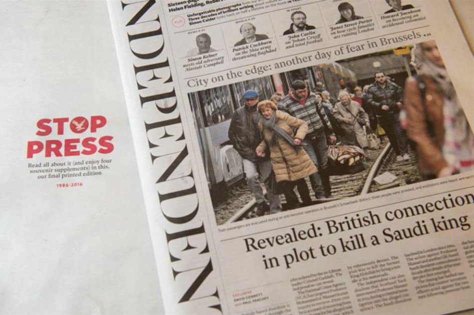 «The Independent» publica su última edición en papel