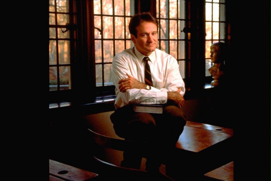 Robin Williams en la película "La sociedad de los poetas muertos" de 1989.