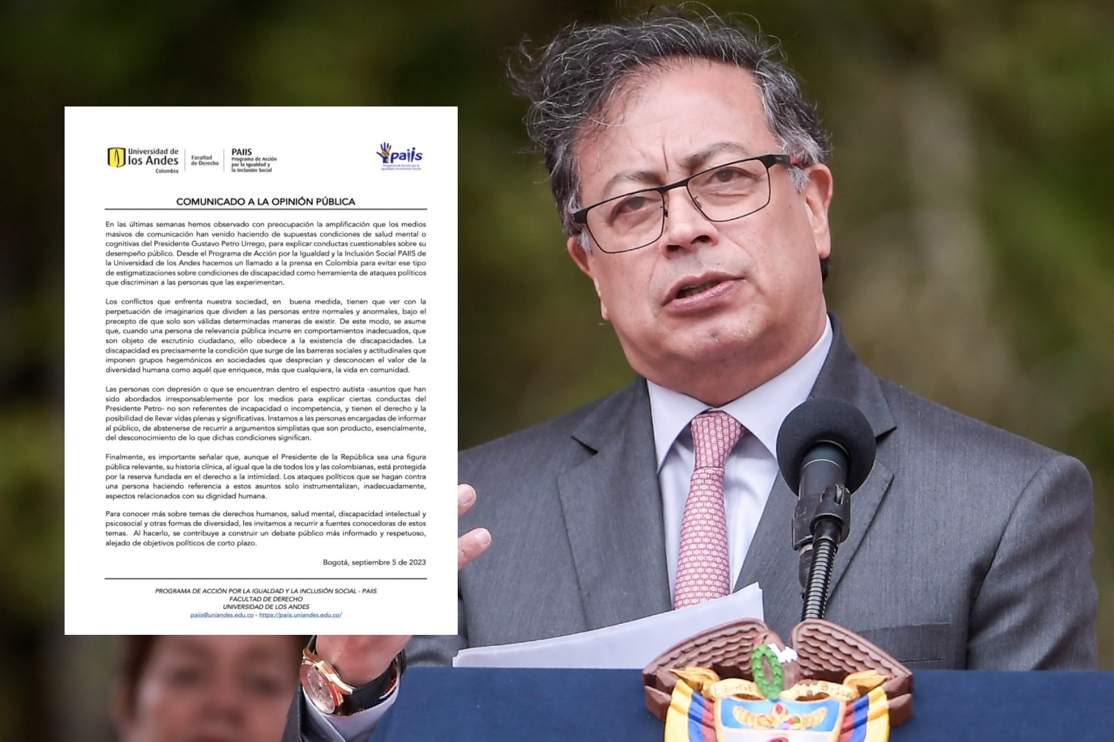 Universidad de los Andes pide que Petro no sea cuestionado con supuestos trastornos