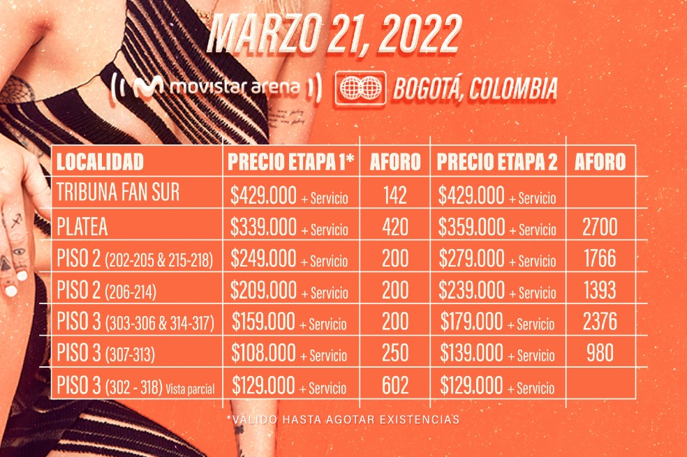 Boletas para el concierto de Miley Cyrus.
