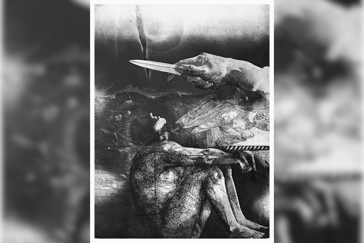 Este grabado de Juan Antonio Roda hace parte de su serie "Los castigos".