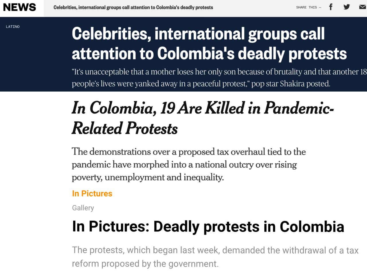 Estos fueron algunos titulares de otras notas publicadas por NBC, el New York Times, y Al Jazeera