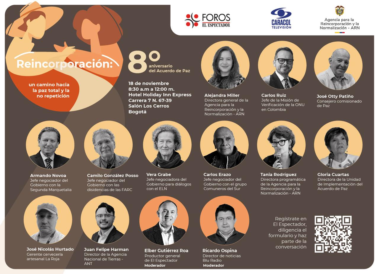 Estos serán los panelistas que estarán en el foro sobre reincorporación.