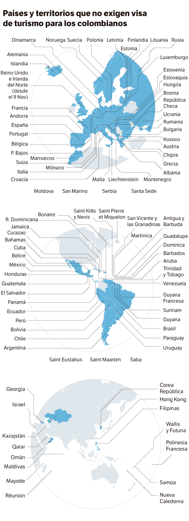¿Qué países no le piden visa de turismo a los colombianos? Con información de Cancillería.