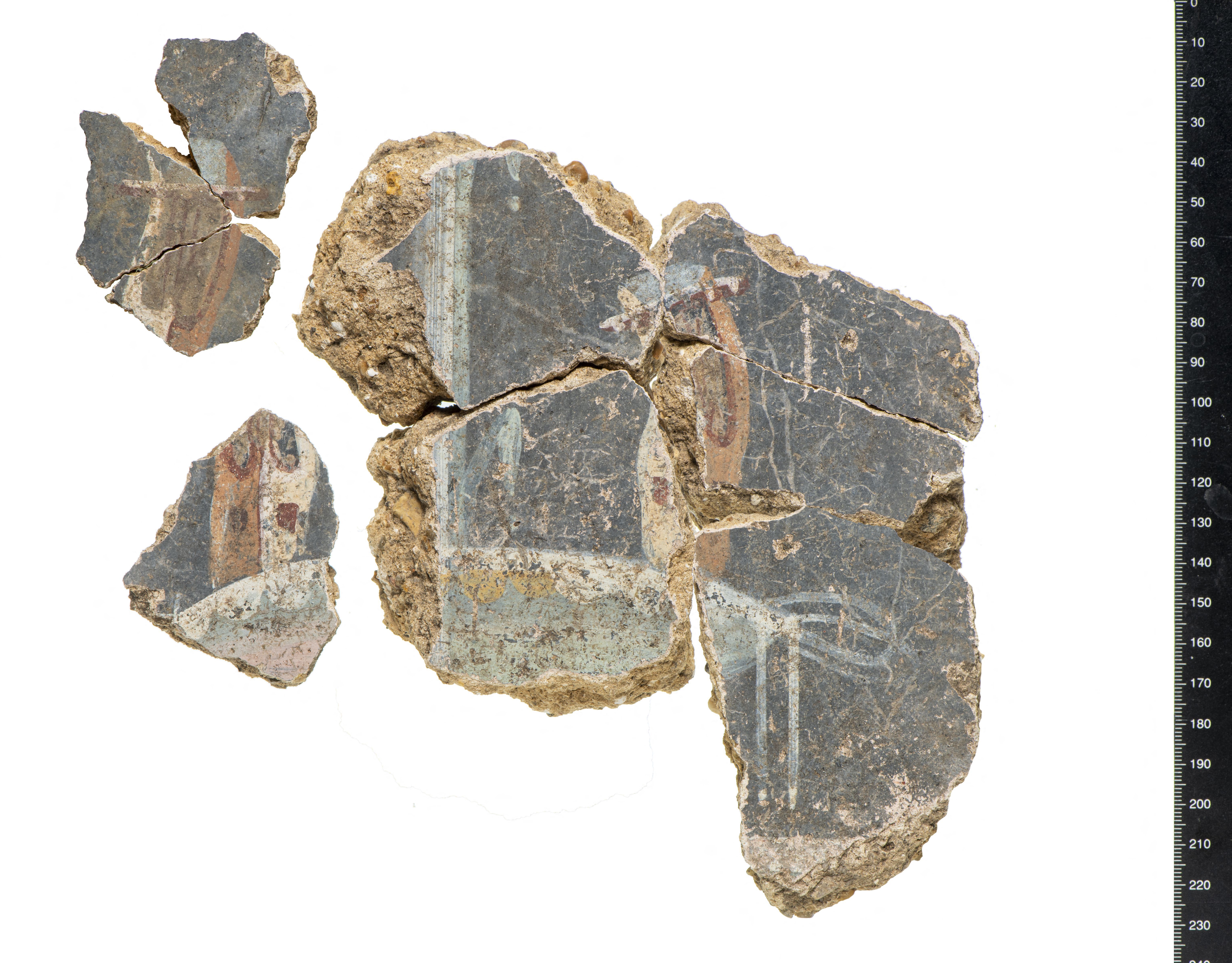 A handout picture released by the Museum of London Archaeology (MOLA) on June 19, 2025 shows sections of bird decorations from The Liberty development site in Southwark, south London.