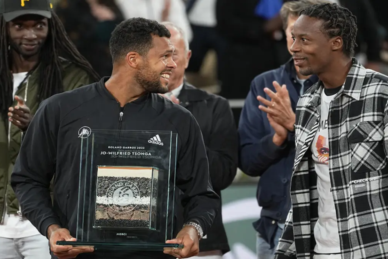 Tsonga y el también tenista francés Gael Monfils en Roland Garros.