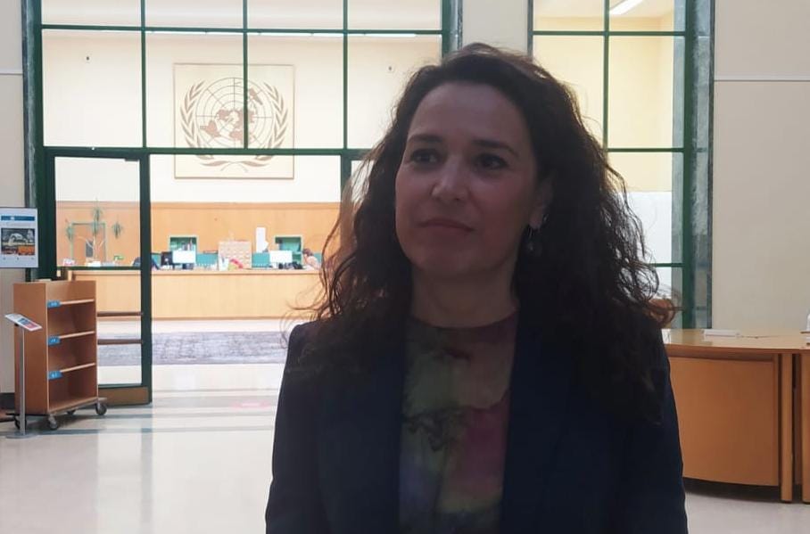 Marta Hurtado, portavoz de la oficina del Alto Comisionado para los Derechos Humanos, en el Palacio Nacional de las Naciones Unidas en Ginebra, Suiza.