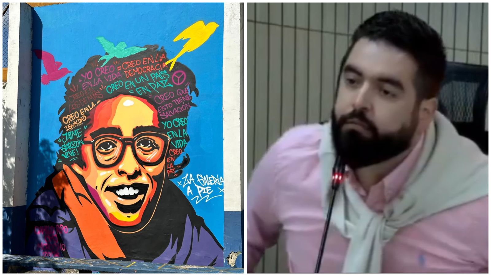 Polémica en el Concejo de Envigado por mural de Jaime Garzón en colegio público