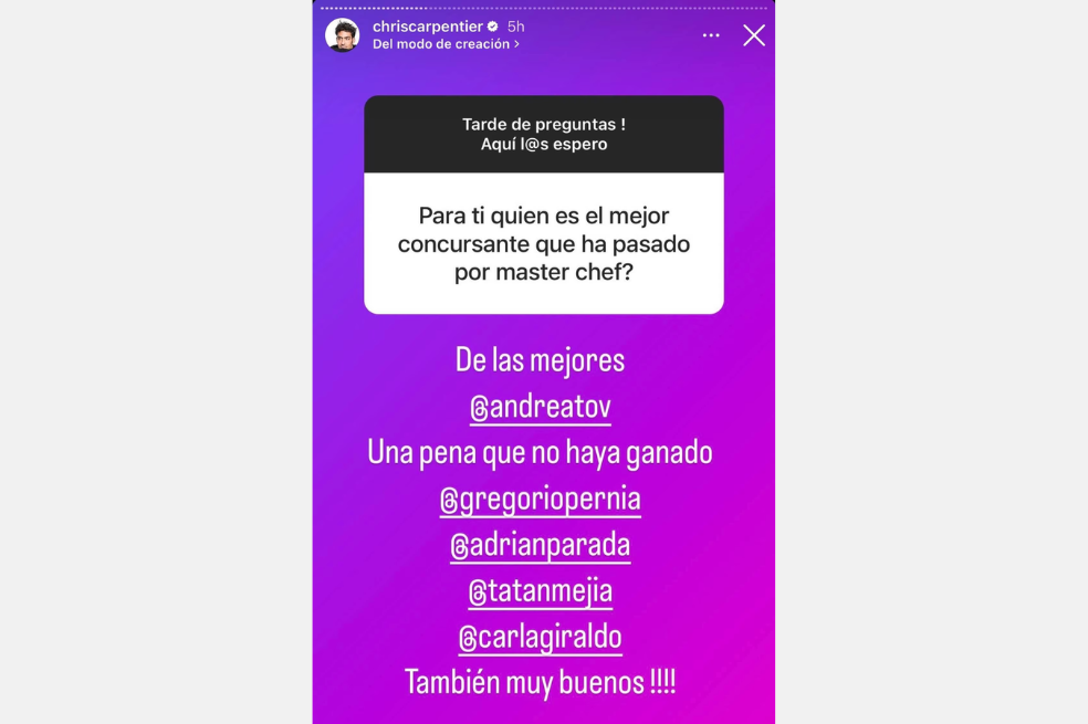 Christopher Carpentier de ‘MasterChef’ reveló quien es su participante favorito