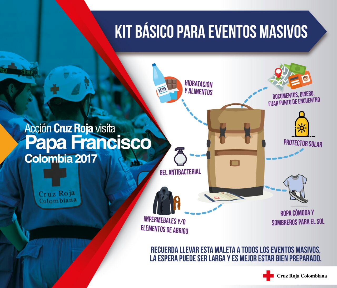 Las recomendaciones de la Cruz Roja para la visita del papa Francisco